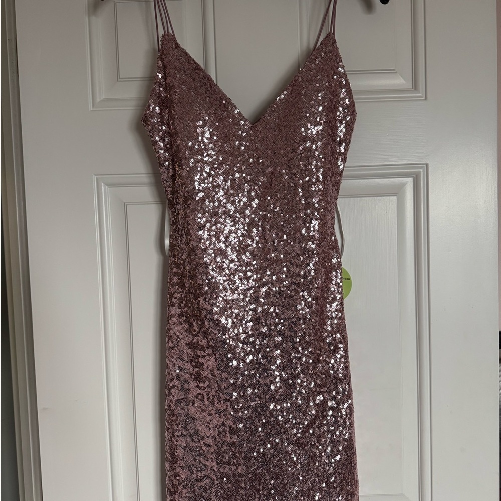 Windsor Pink Sequin Mini Dress Spaghetti Strap V-Neck